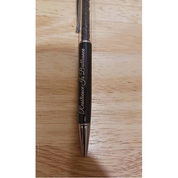 Hand Engraved Quote Pen In Black - Picture 3 of 7